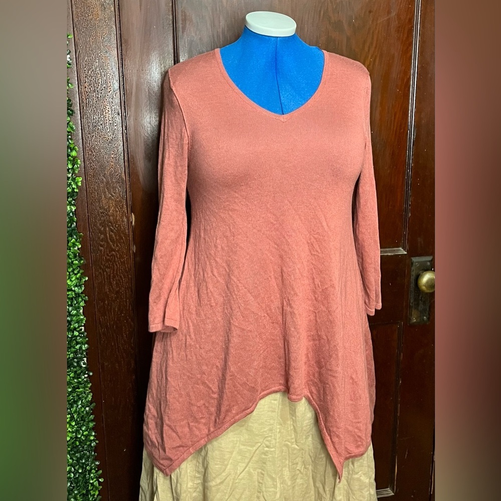 Deep Shark Bite Dusty Rose Sweater 3/4 sleeve Size L super SOFT All In One